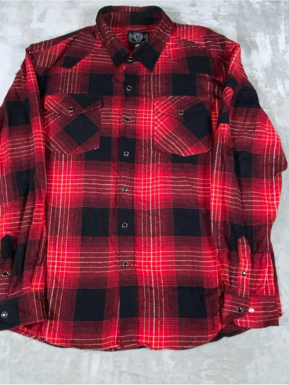 Zeep World Collection Men’s 3XL Buffalo Plaid Flannel Shirt Red Black‎ Snap Y2K